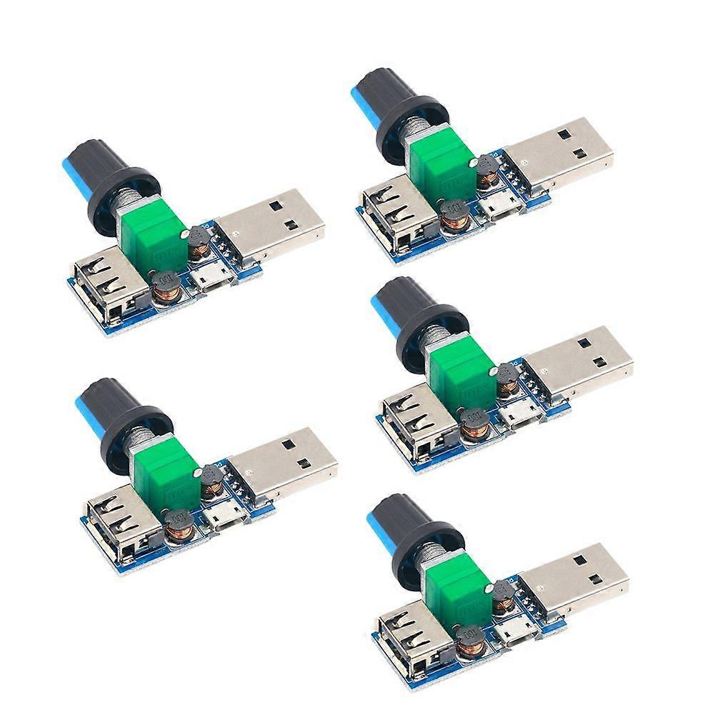 5Pcs Mini USB Fan Governor Wind Speed Controller Air Volume Regulator Cooling Mute Multi Function Fan Speed Switch