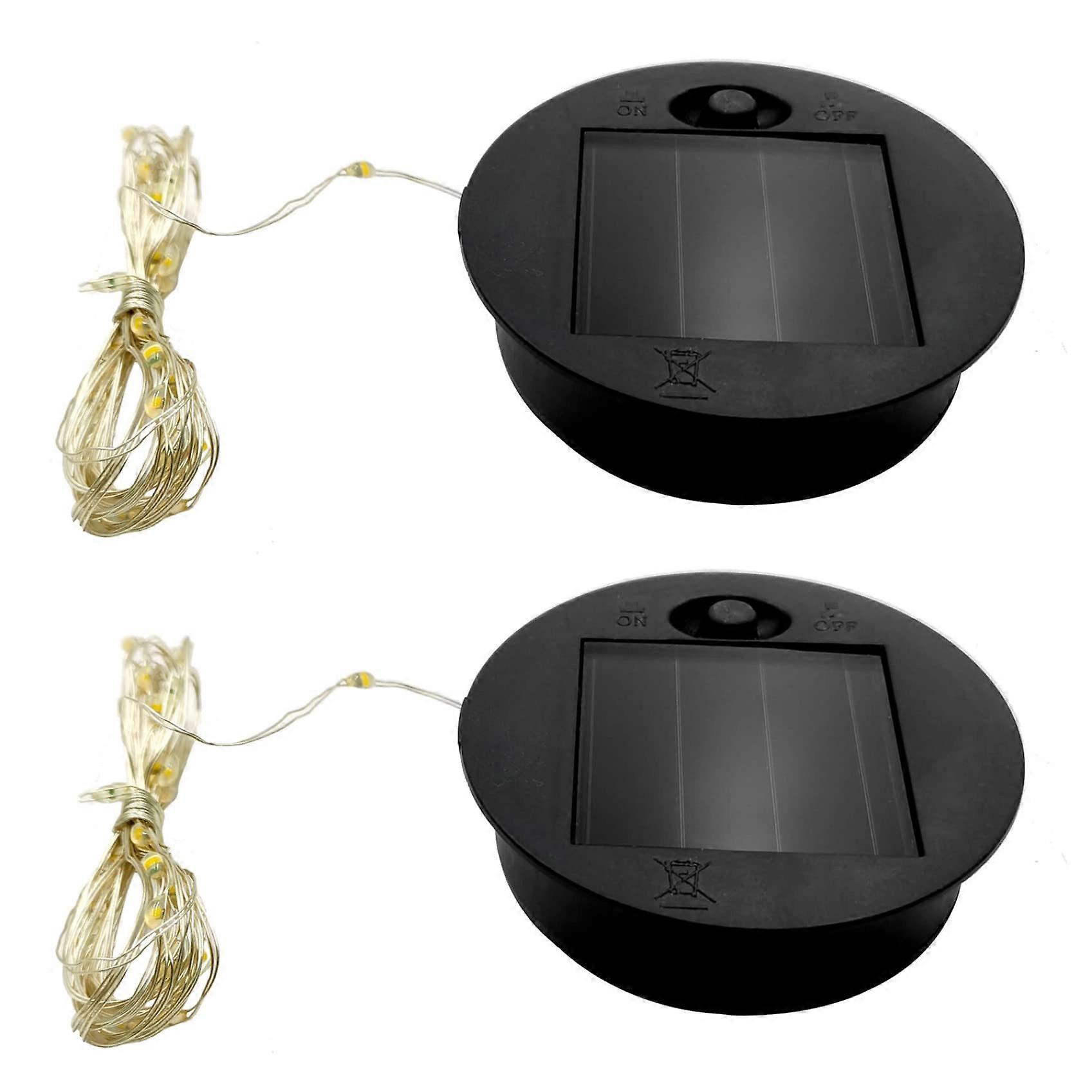 2PCS Solar Light Replacement Panel Waterproof Round  for Garden String Lights Outdoor DIY