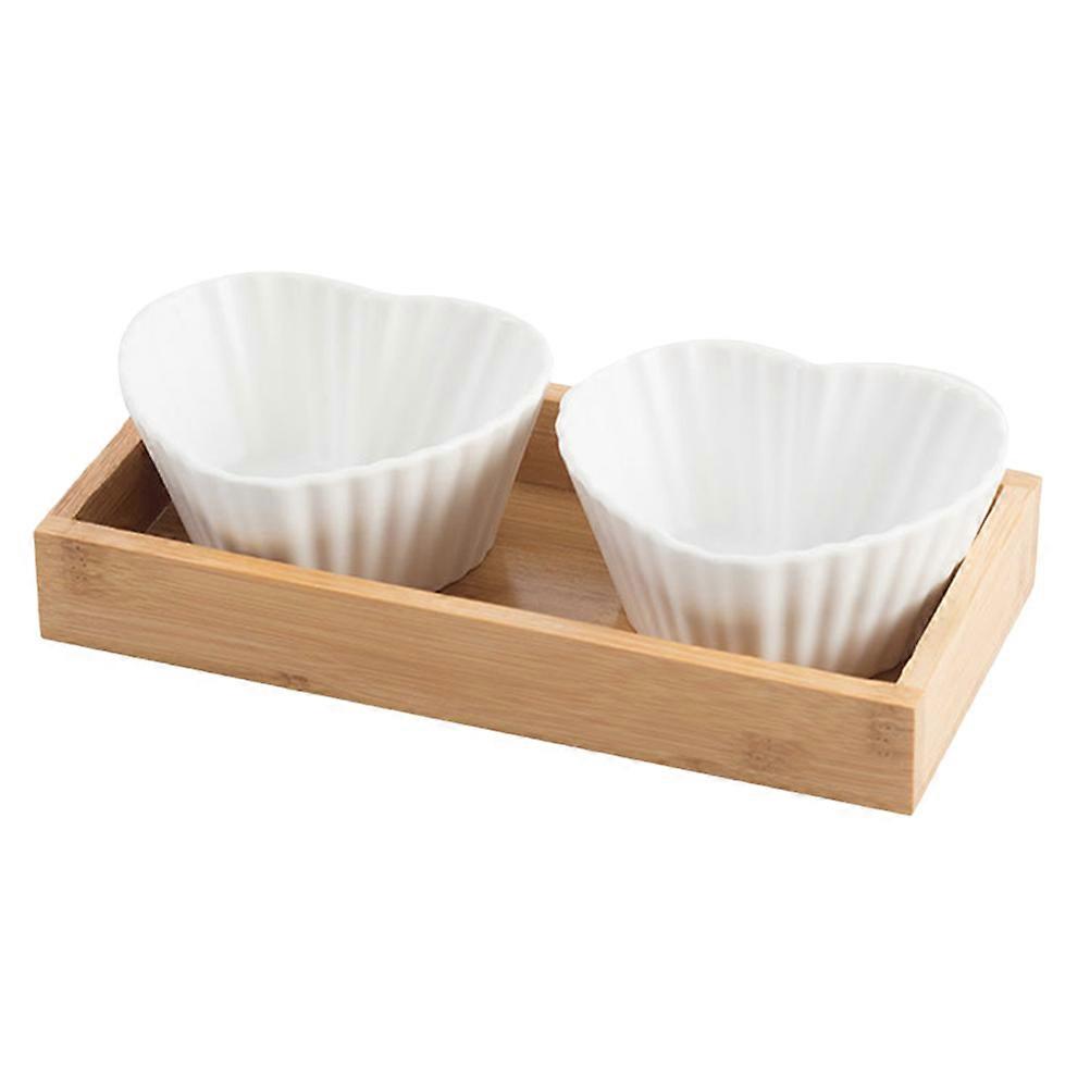 White Ceramic Snack Plate for Home 1Set with Heart Shape Tray