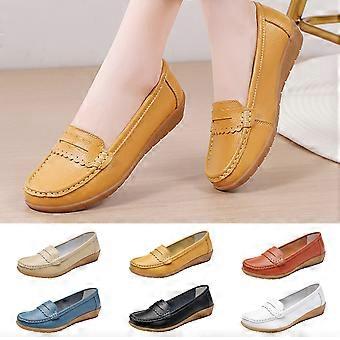 Shoes Women Round Toe Shallow Mouth Peas Shoes Comfortable Flat Driving Shoes Casual Shoes 37(6)