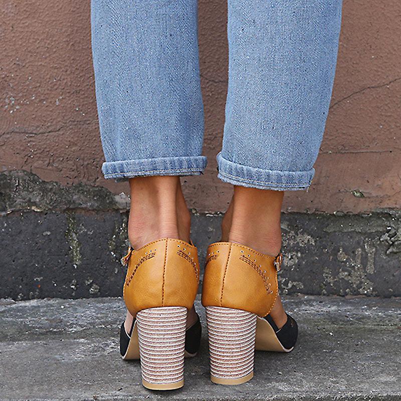 Women's Chunky Heel Sandals - Square Open Toe With Ankle Strap & Bow