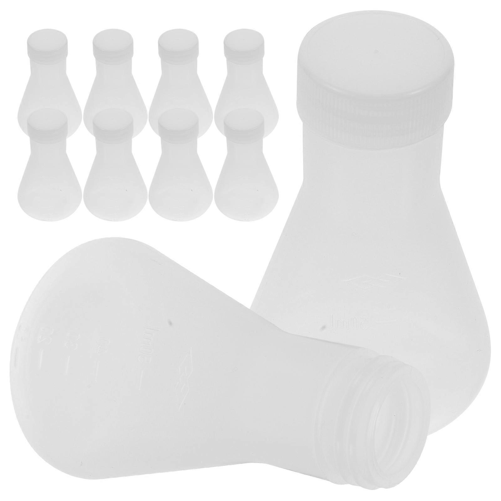 10pcs Plastic Flask Professional Erlenmeyer Flask Transparent Science Flask