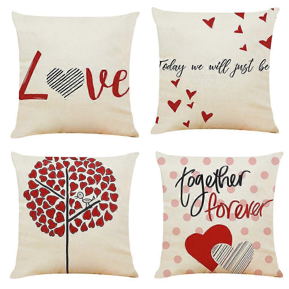 Decorative Pillowcase Valentine Theme for Home Use 4Pcs Assorted Colors