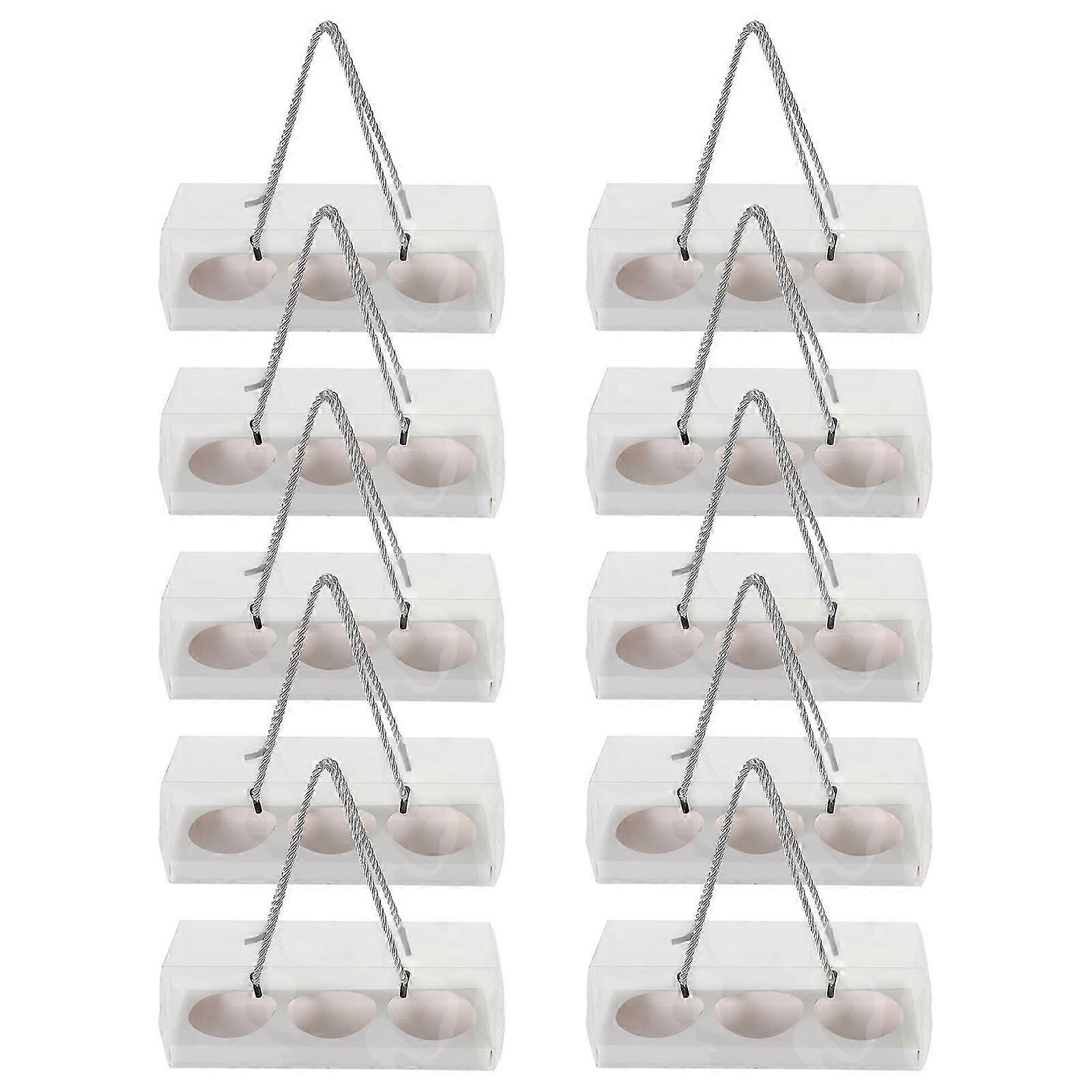Egg-Yolk Puff Packaging Boxes for Storage 10Pcs Practical White Dessert Boxes