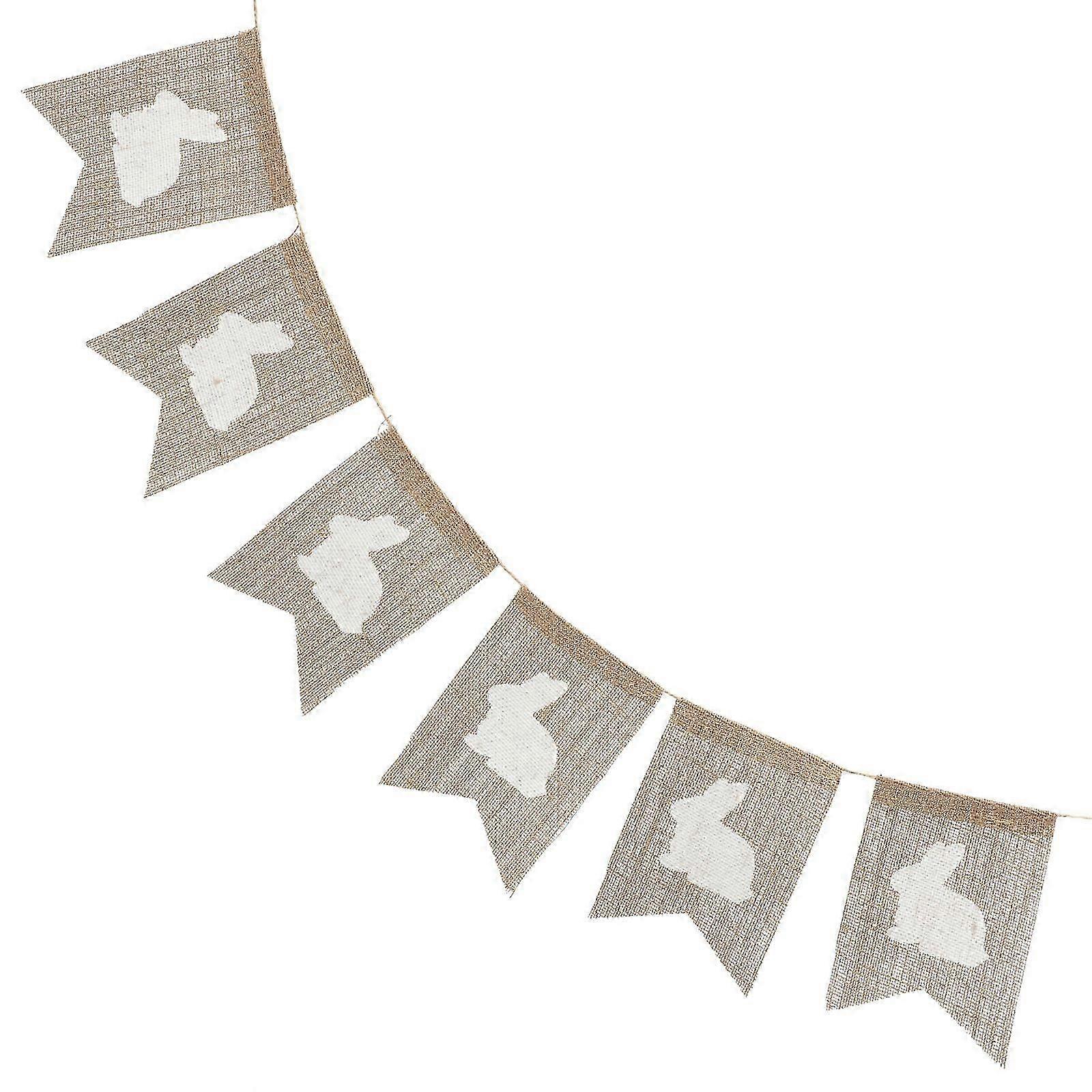 Easter Bunny Hanging Banner | 4Pcs White Decorative Flags