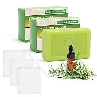 Natural Tea Tree Oil Antifungal Soap Bars - Pack of 3 - Ideal for Face, Body & Hand Care - Fights Acne, Relieves Fungal Skin