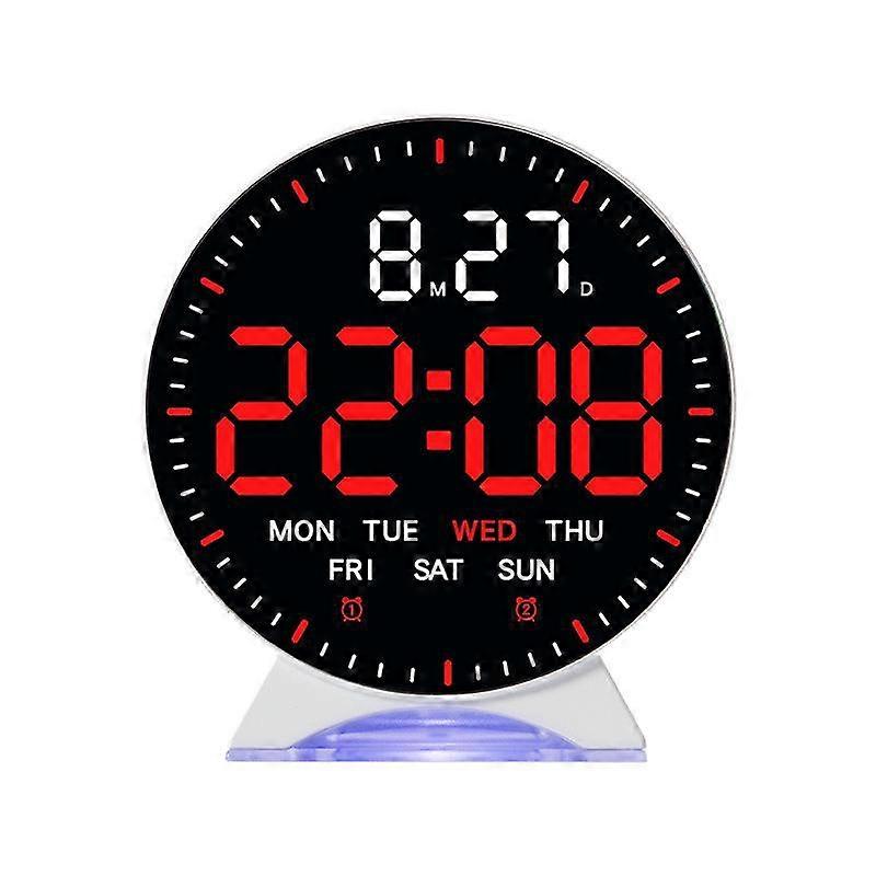 LED Electronic Alarm Clock White Shell Red Light