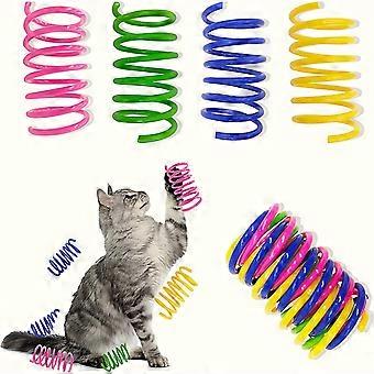 Kattfjäderleksaker, 40-pack kattspiralfjädrar för innekatter, färgglada och hållbara plastfjäderspolar lockar katter till Swat, Bite, Hunt, Interactive Toy