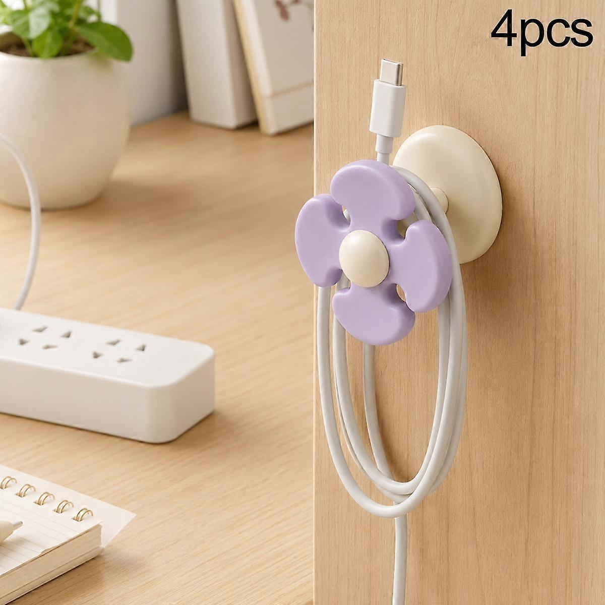 Flower-shaped Cable Organizer Wall-Mounted Data Cable Holder