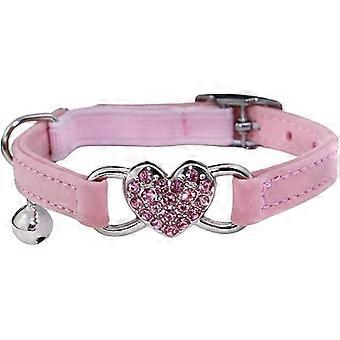 Collare per gatti Heart Bling con cintura di sicurezza e campanello regolabile 8-10 pollici per gattini (rosa)