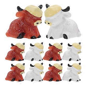 20pcs Mini Resin Animal: Miniature Resin Highland Cow Figurines - Cute Cartoon Animal Ornaments for DIY Decor Fairy Garden Dollhouse Desktop Decoratio