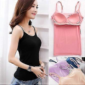 Women S Camisole Tops With Built In Bra U Neck Vest Ladies Padded Slim Tank Tops