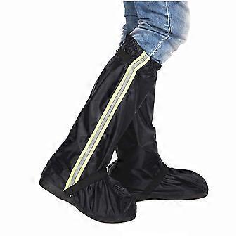 XL Black Reflective Waterproof Rain Boot Covers with Zipper and Anti Slip Sole for Work and Motorcycle