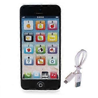 Kinderspeelgoedtelefoon, wit, met USB-oplaadfunctie, model 2025. Speeltelefoon voor kinderen met liedjes, cijfers, woorden, fruit en kleuren. Kerstcadeau.