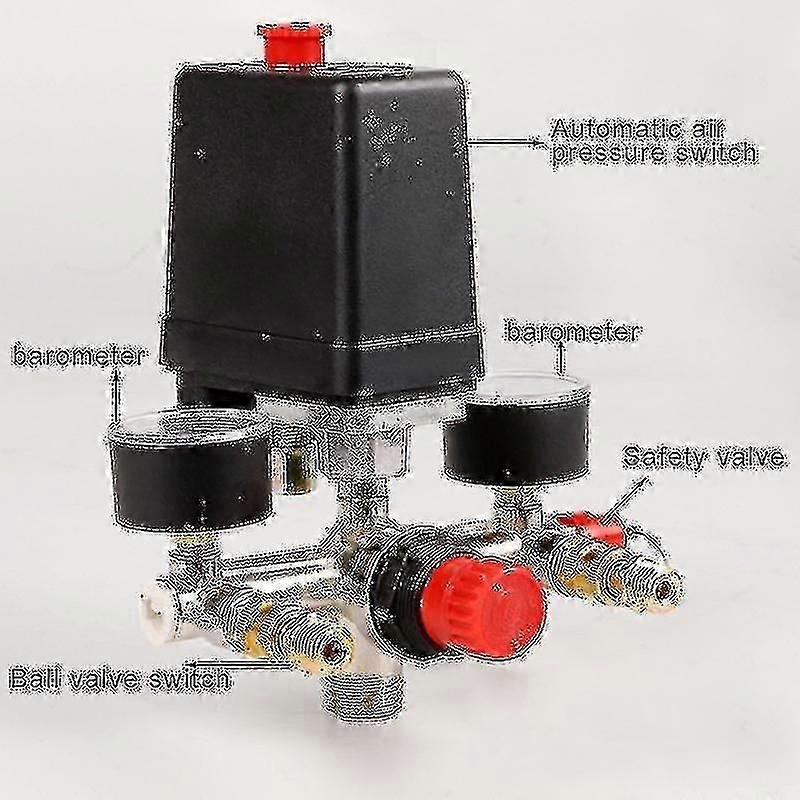 90-120psi Air Compressor Manifold Regulator Gauges Pressure Durable Switch Control
