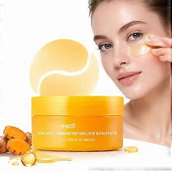 Kojic Acid Turmeric Retinal Gel Patches for Eyes & Face, 60 Count Moisturizing Hydrogel Mask for Daily Facial Skin Care