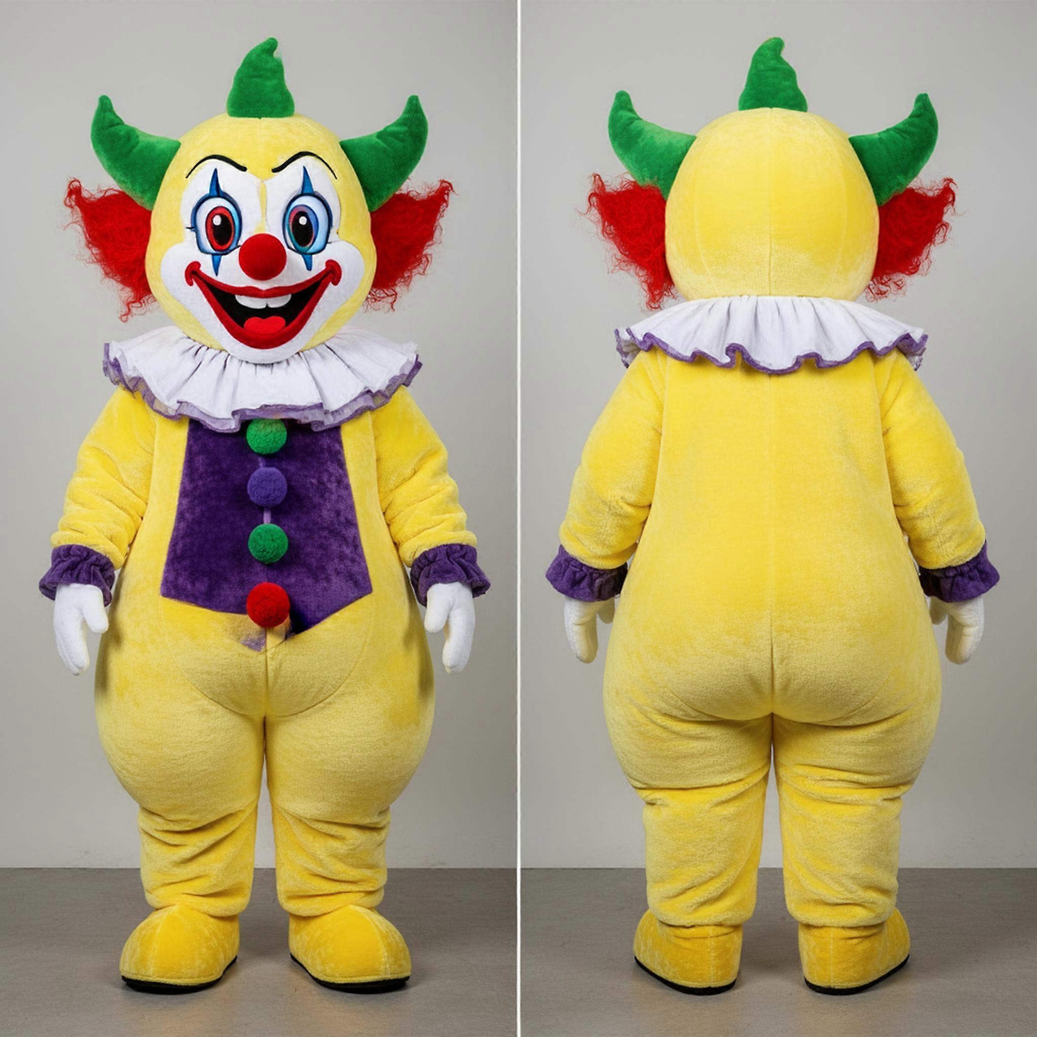MASTICOT Lemon Yellow Menacing Evil Clown Mascot