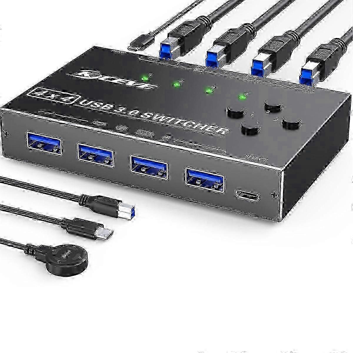 USB 3.0 Switch 4 Computers, 4 Ports USB Switch Selector compatible with Keyboard Mouse Switch Printer Sharer