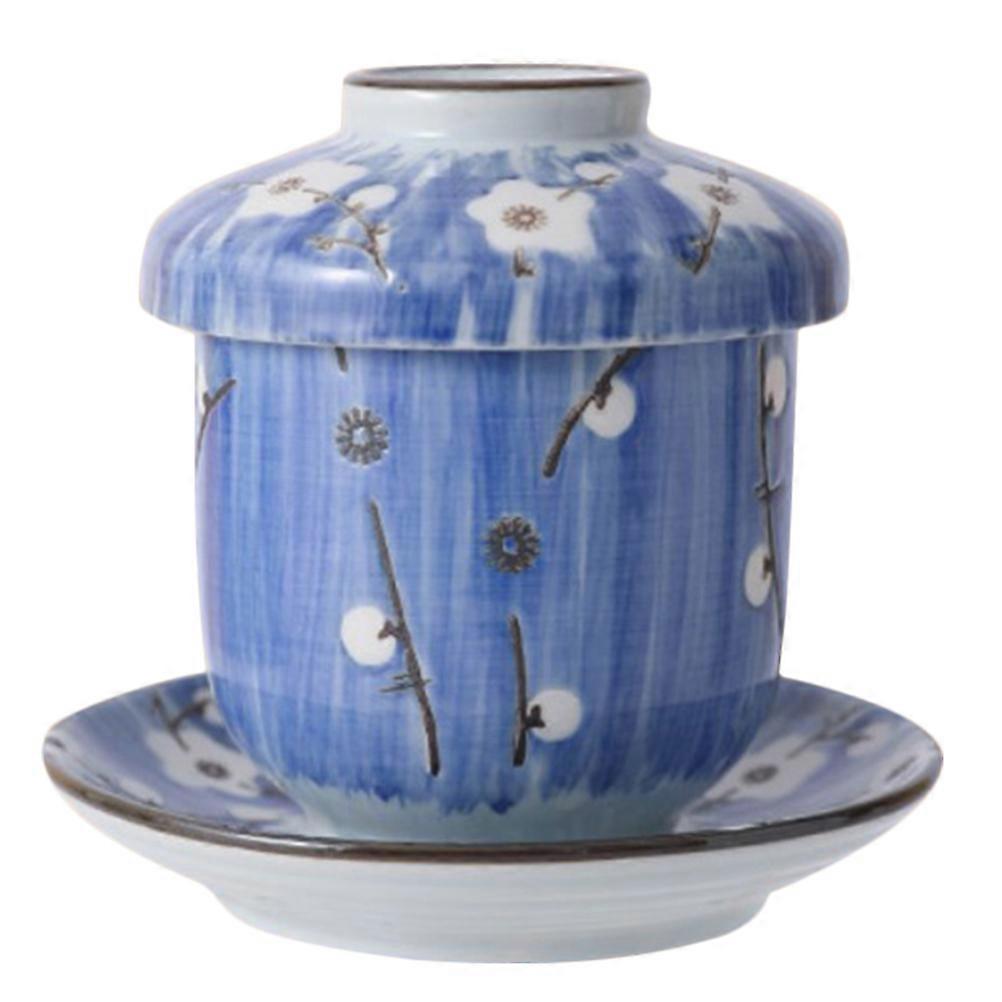 Blue Ceramic Steamed Egg Bowl for Kitchen Essentials 4Sets