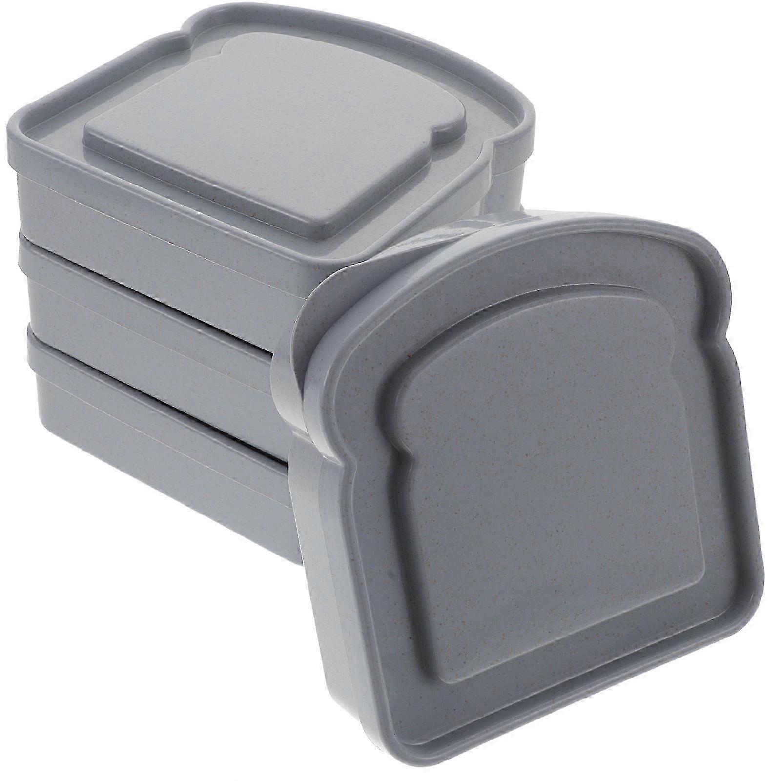 4pcs Sandwich Containers Lunch Boxes Bread Storage Box with Lid