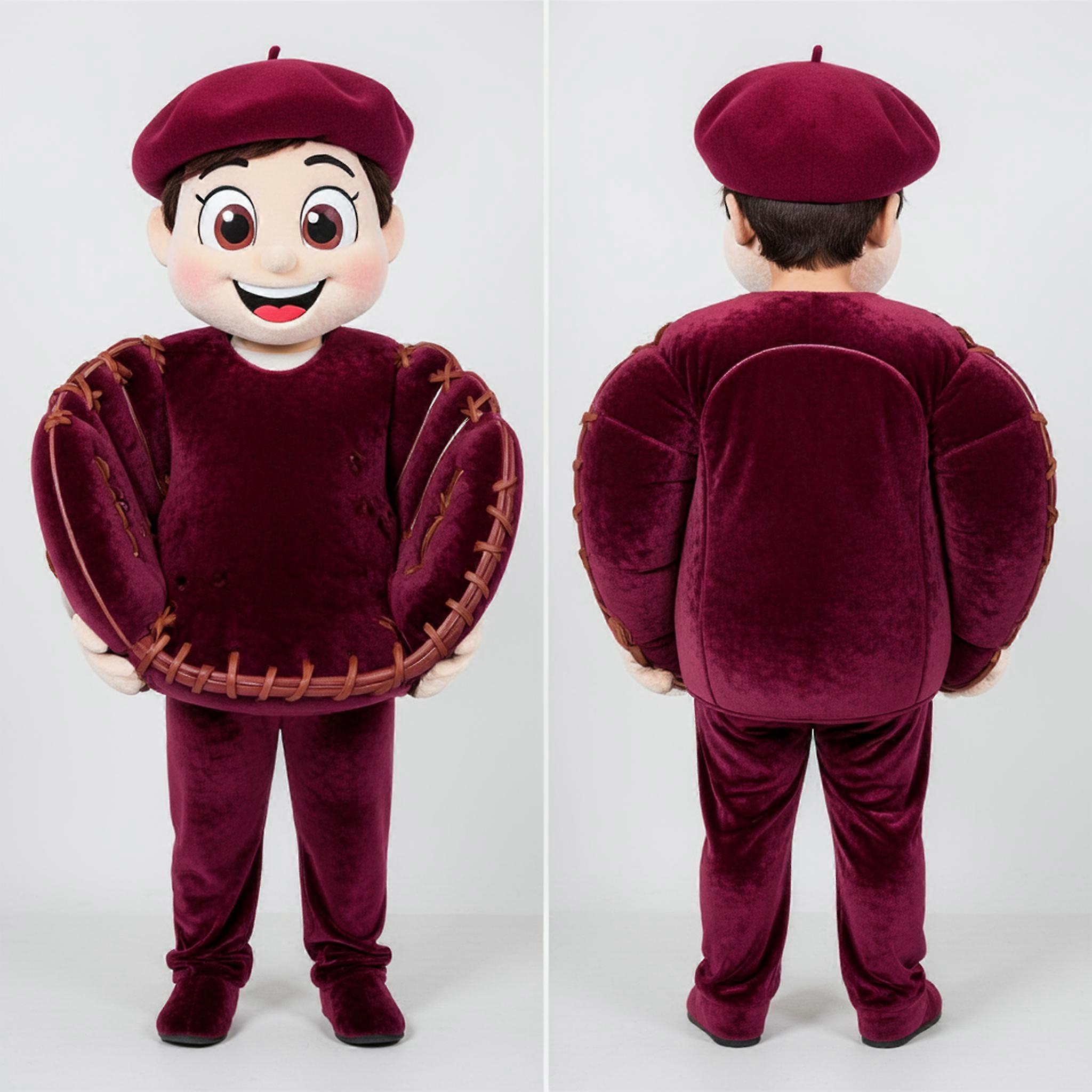 MASTICOT Maroon Padded Baseball Glove Mascot