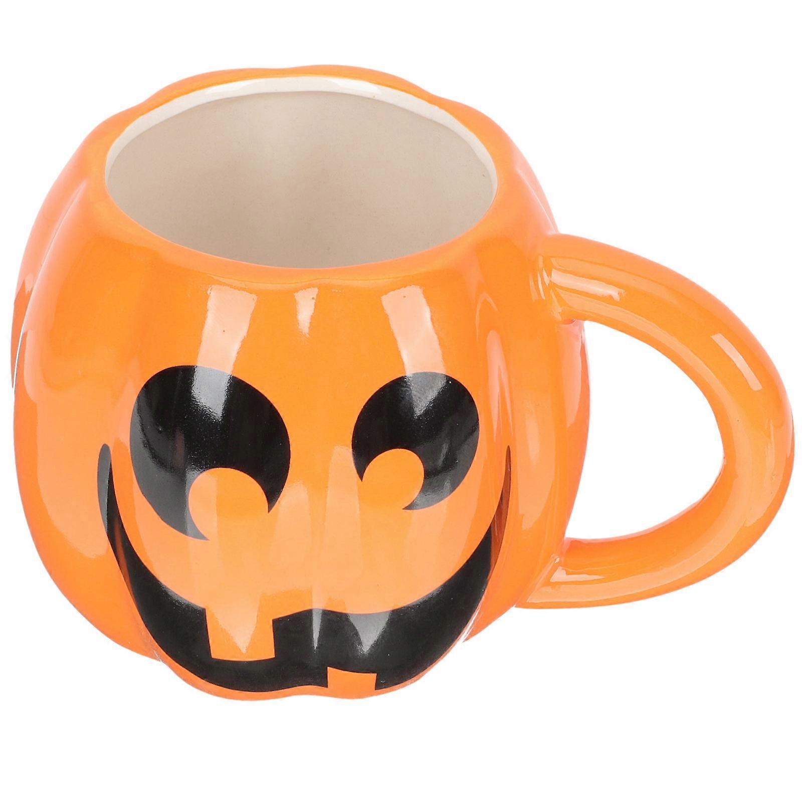 Pumpkin Ceramic Mug for Coffee Use 2Pcs Creative Orange Pumpkin Face Cups