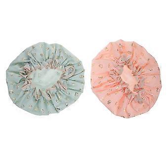 Hair Bath Caps Waterproof Bathing Hat for Shower Use 2Pcs Elastic Cover
