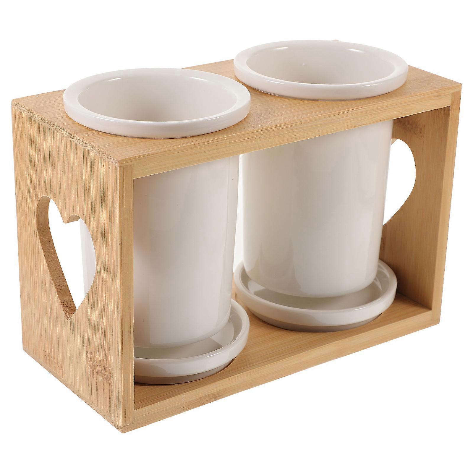 Storage Rack Ceramic Cutlery Canister for Kitchen Use 1Set