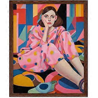 Sitting Woman Wooden Jigsaw Puzzles Polka Dots Print Trendy Art Modern Art Abstract Art Gift UE2076