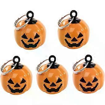 4Pcs Pumpkin Shaped Pet Bells, Orange Cartoon Dog Necklace for Halloween