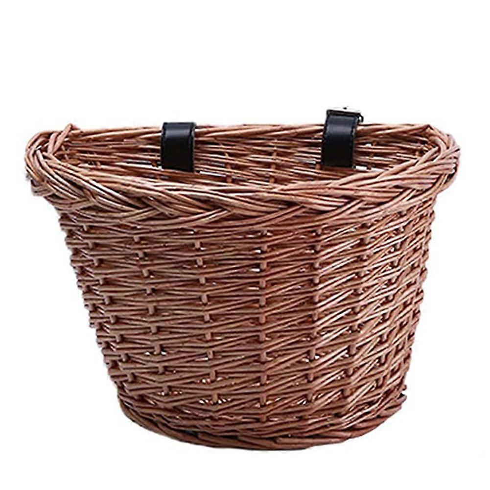 Adjustable D-Shaped Wicker Bicycle Basket