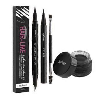 Zephoco Black Eyebrow Kit - Natural Sculpted Brows, Smooth & Easy to Apply, Daily Use, Convenient aqt