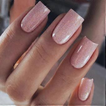 Pink Glitter Press on Nails 24pcs Medium Square Full Cover Reusable Acrylic Fake Nails Set-ad