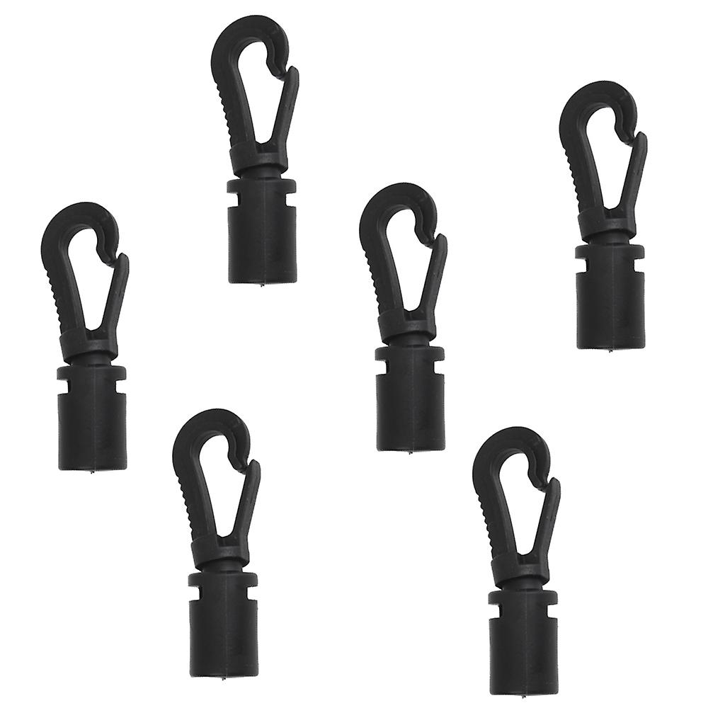 6 Pieces Black Bungee Cord Snap End Hooks for Marine Kayak Canoe Boat