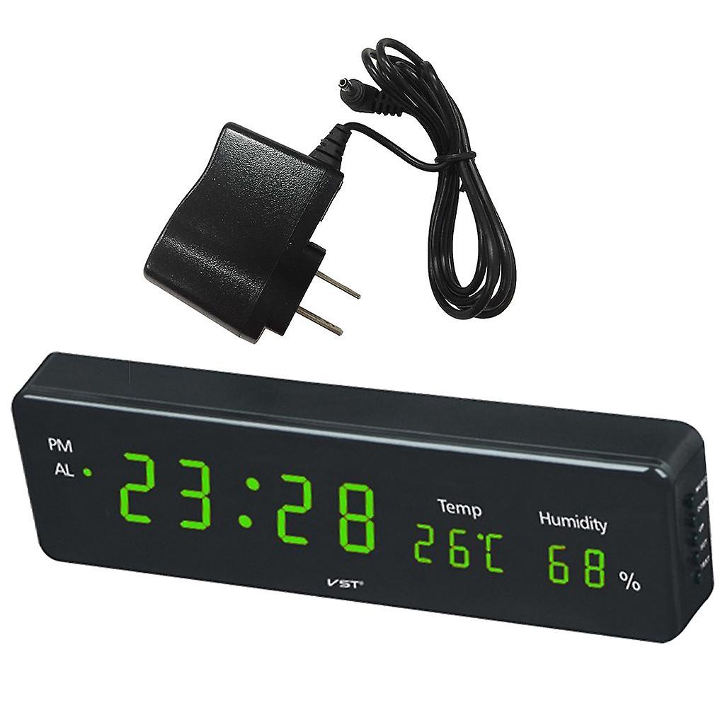 Multifunction Digital Led Alarm Clock Thermometer Humidity Us Plug White