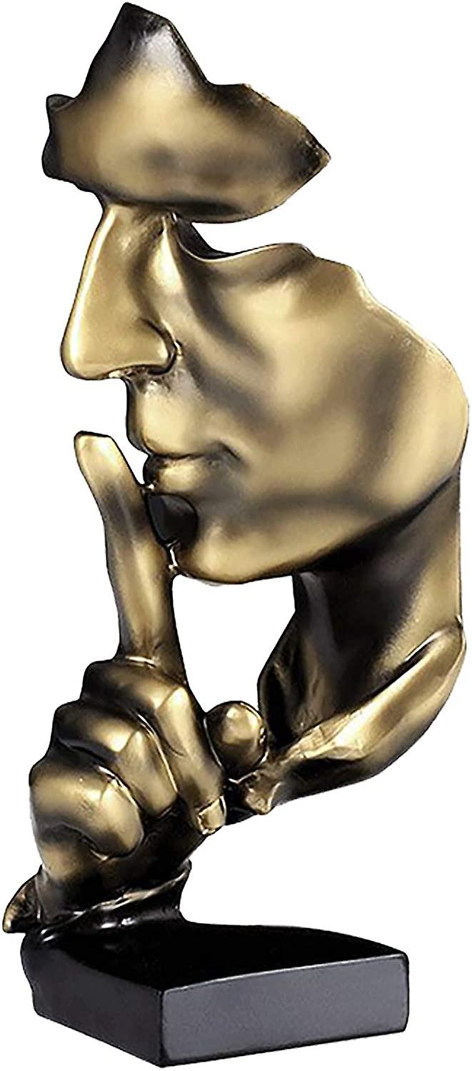 Thinker Statue, Silence is Gold Abstract Art Figurine, Modern Home Resin Sculptures Decorative Objects Piano Desktop Decor for Creative Room Home, Off