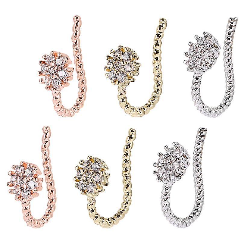 1.1X06x0.5cm Unisex Swimming Nose Clips 6pcs Fake Nose Hoops Ring Non-pierced Nose Ring Clip On Lip