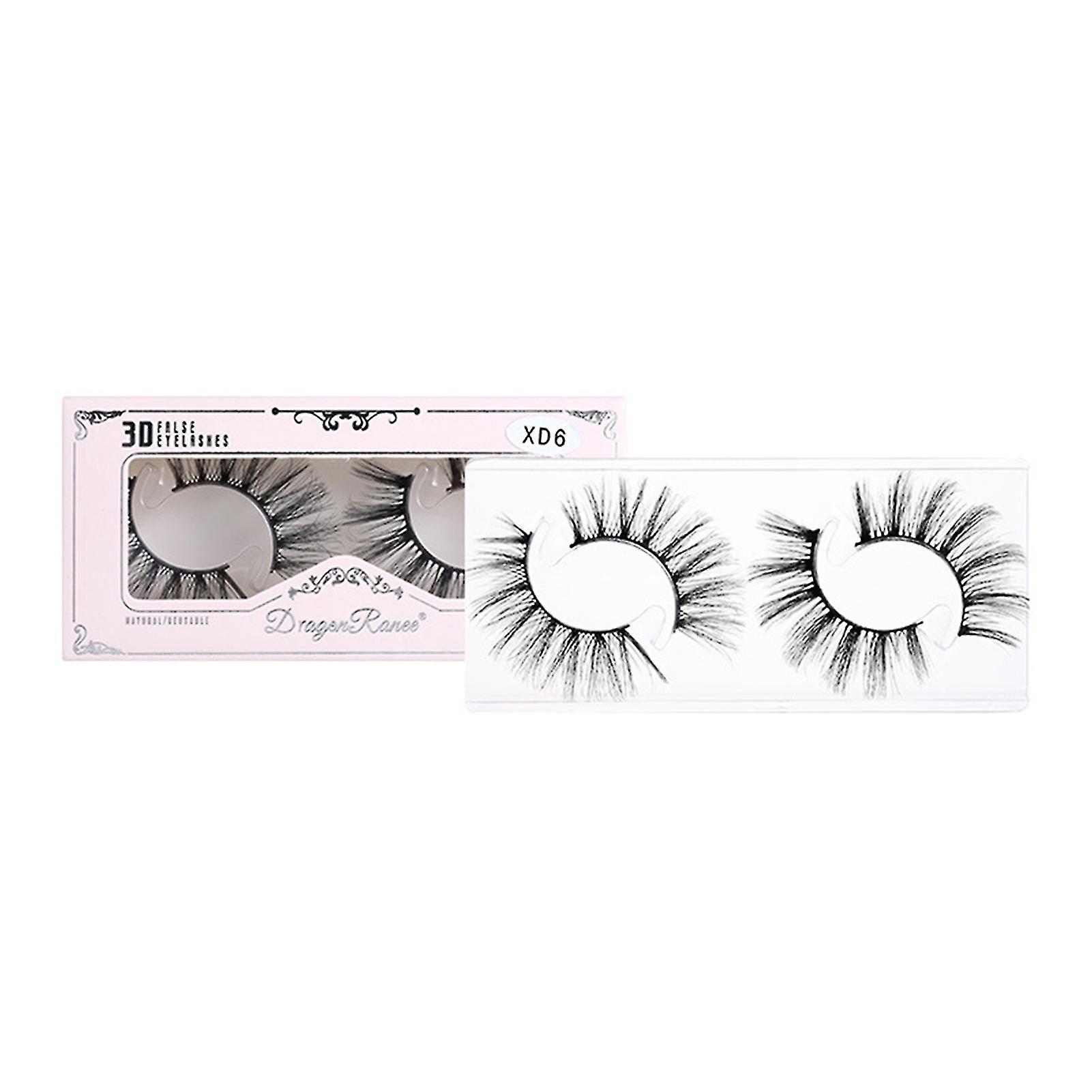 2 Pairs False Eyelashes Multilayered Bushy Curling Up Lashes
