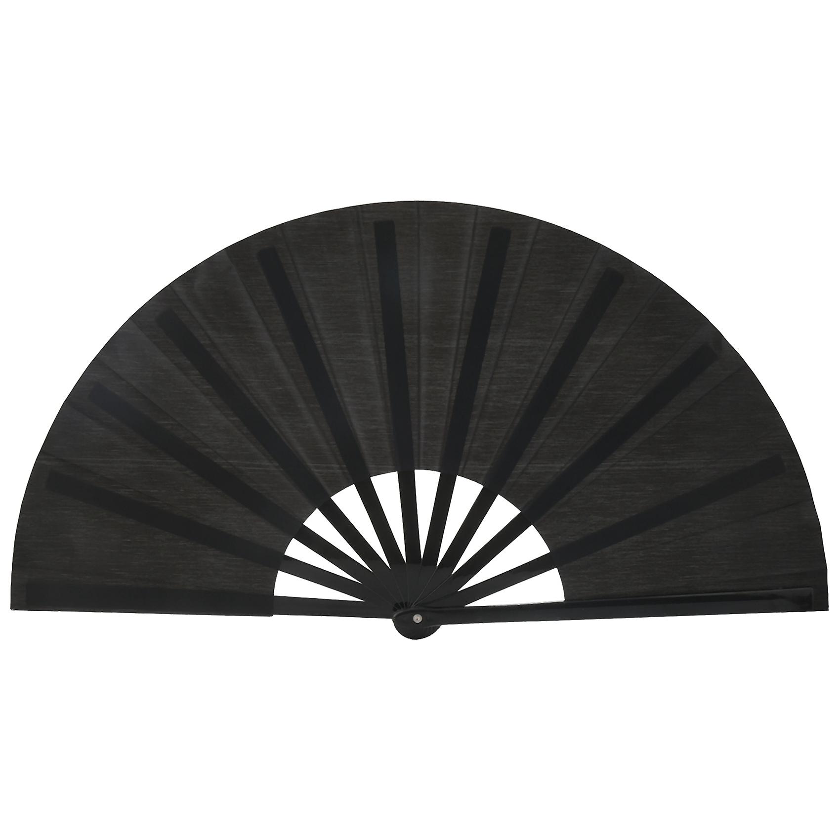 2 Pieces Folding Fan Nylon Cloth Handheld Folding Fan Chinese Kung Tai Fan Black Decoration Fold Ha