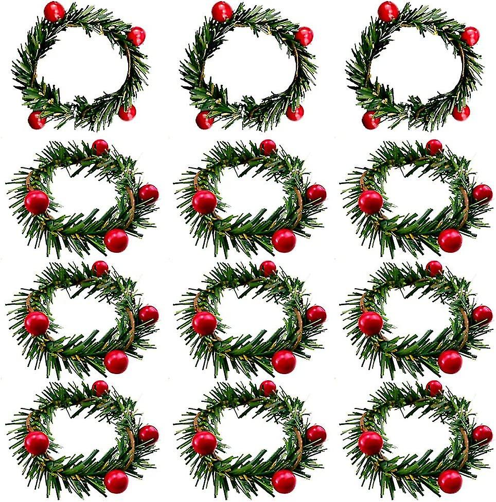 Christmas Napkin Rings Candle Wreath Set Of 12
