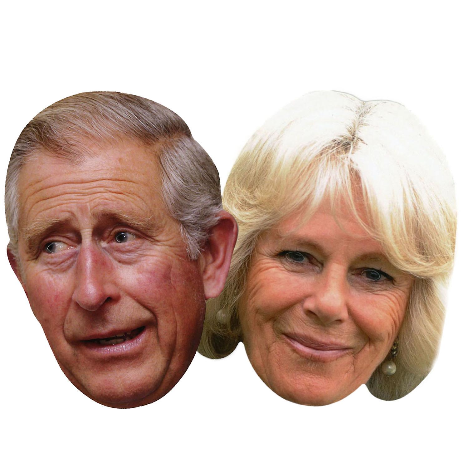 King Charles III and Camilla Queen Consort Royal 2D Card Party Face Masks Twin Pack