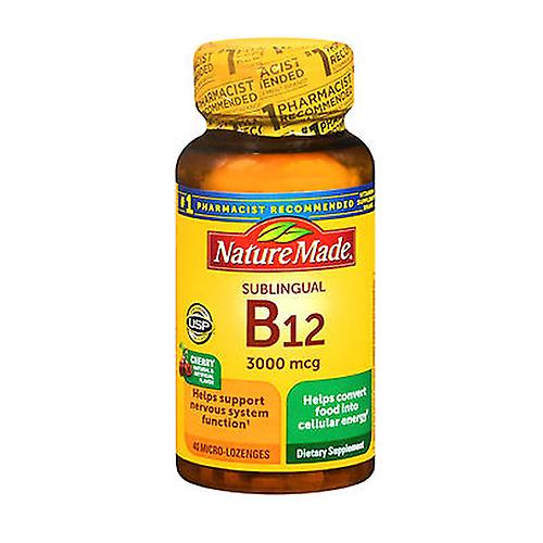 صنع طبيعي فيتامين ب 12,3000 ميكروغرام ، تحت اللسان 40 قرص استحلاب (عبوة من 1)