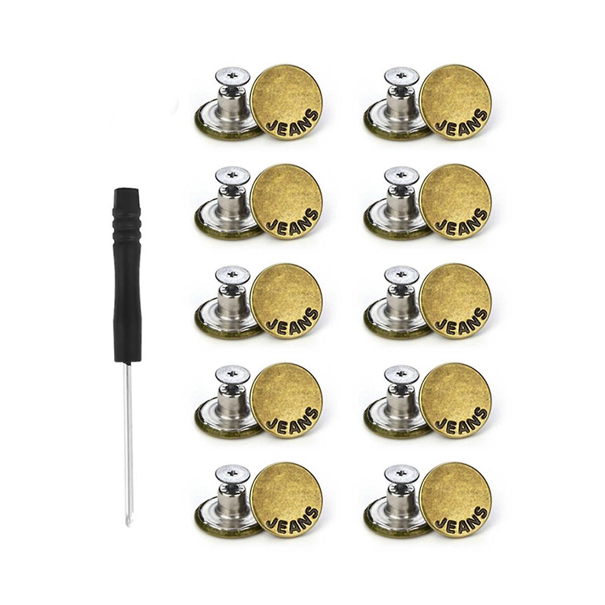 100 Pack Jeans Button Replacement 17mm Removable Jeans Button Accessories