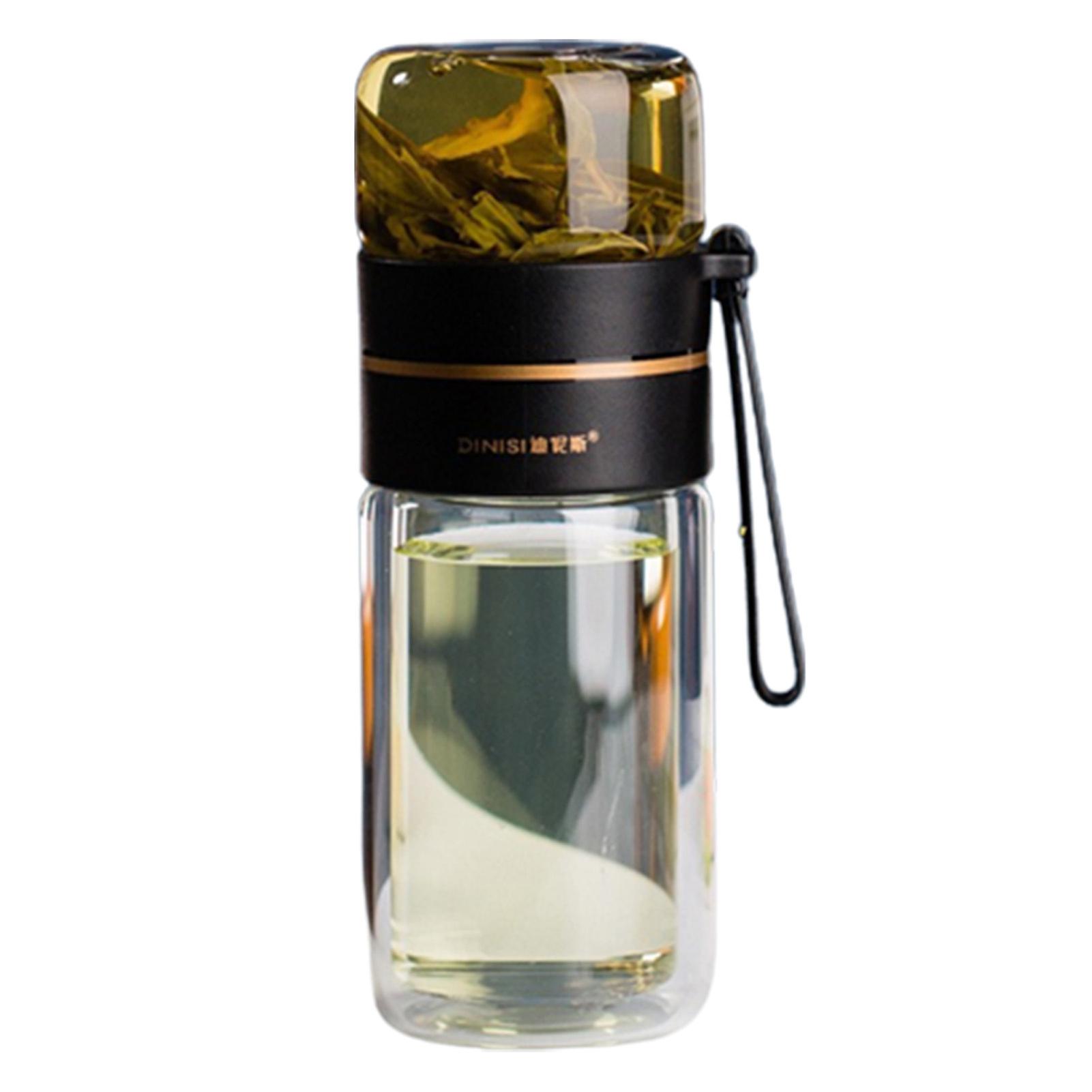 400 ml Glas-Tee-Ei Flasche Tee Flut Tasse Doppelwandiger Borosilikat-Teebecher für Zuhause & Büro Schwarz 400ML