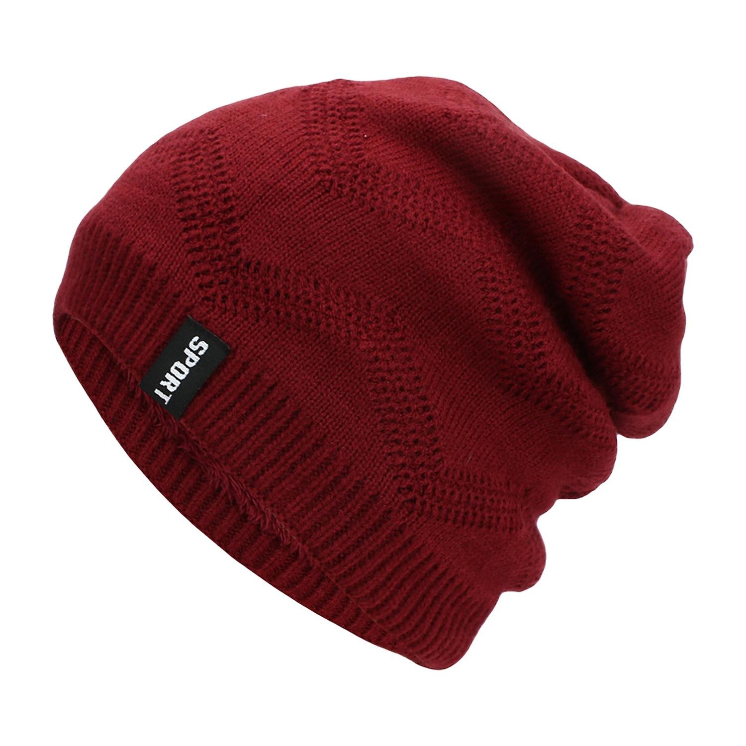 Men Hat Fleece Lining Slouchy No Brim Keep Warm Soft Warm Slouch Beanie Cap