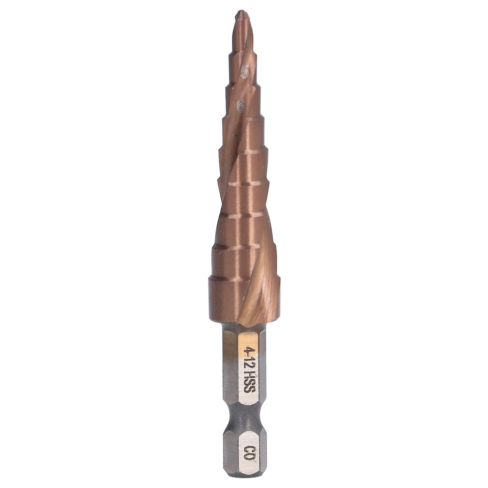 Spiral Step Drill Bit High Speed Steel Cobalt Hex Shank Steps Drills M35 9 Size 4‑12mm
