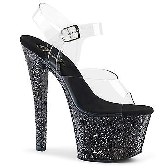 Sapatos Pleaser para Mulheres Sky-308lg Clr/blk Glitter
