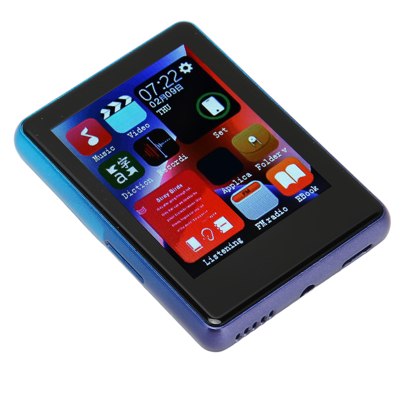 MP3 Player Bluetooth 5.0 Support FM Radio 2.4inch Full Touch Screen HD Noise Reduction Portable MP3 Music Player Blue 