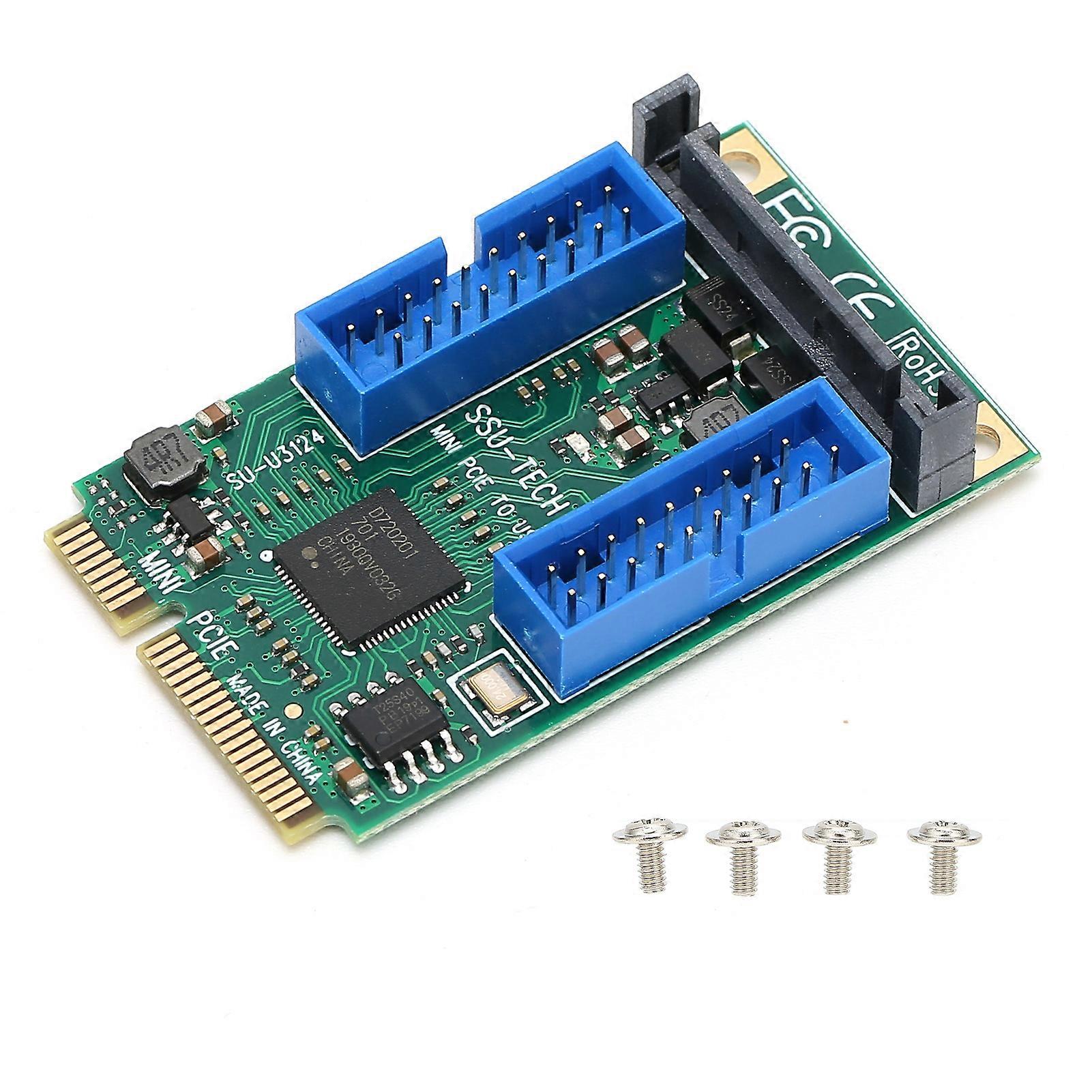 MINI PCIE to USB 3.0 Front Panel Expansion Card for Windows XP/2003/Vista Win7/win8/win10/2003/Linux (Dual 19 Pin (10313))