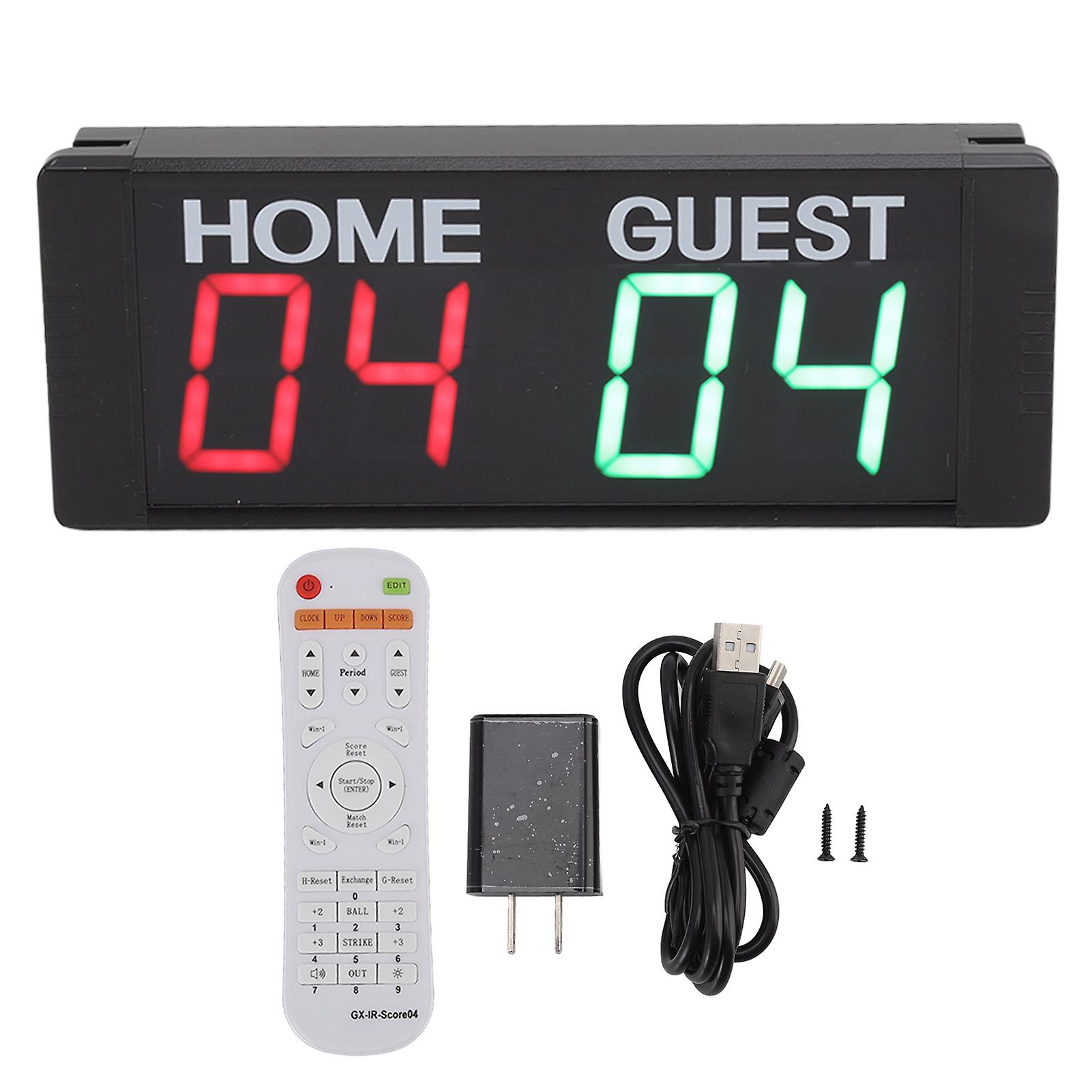 Compact 1.5" LED Scoreboard with Remote & Buzzer for Basketball/Soccer (100-240V)